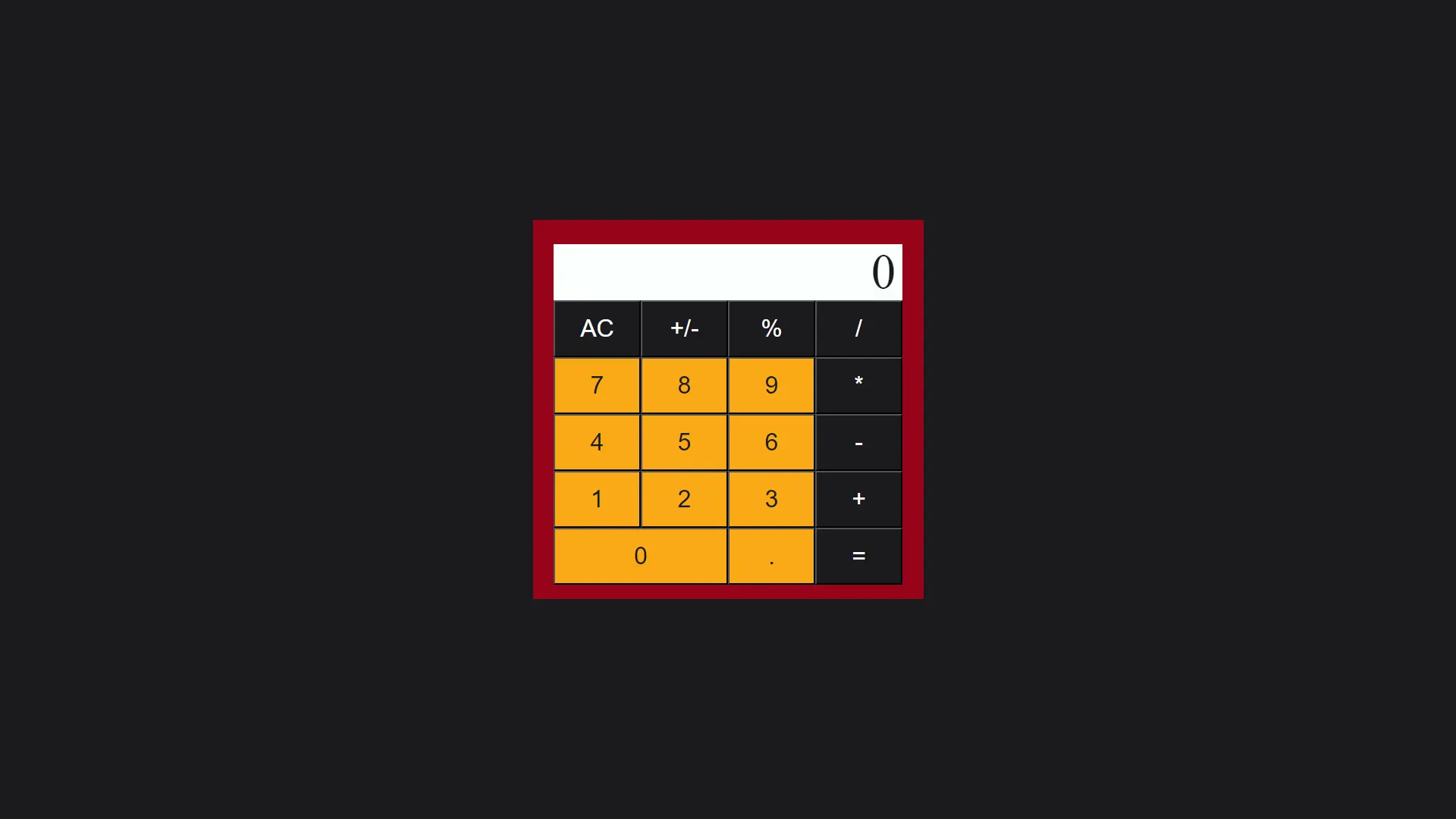 screen shot ofcalculator app