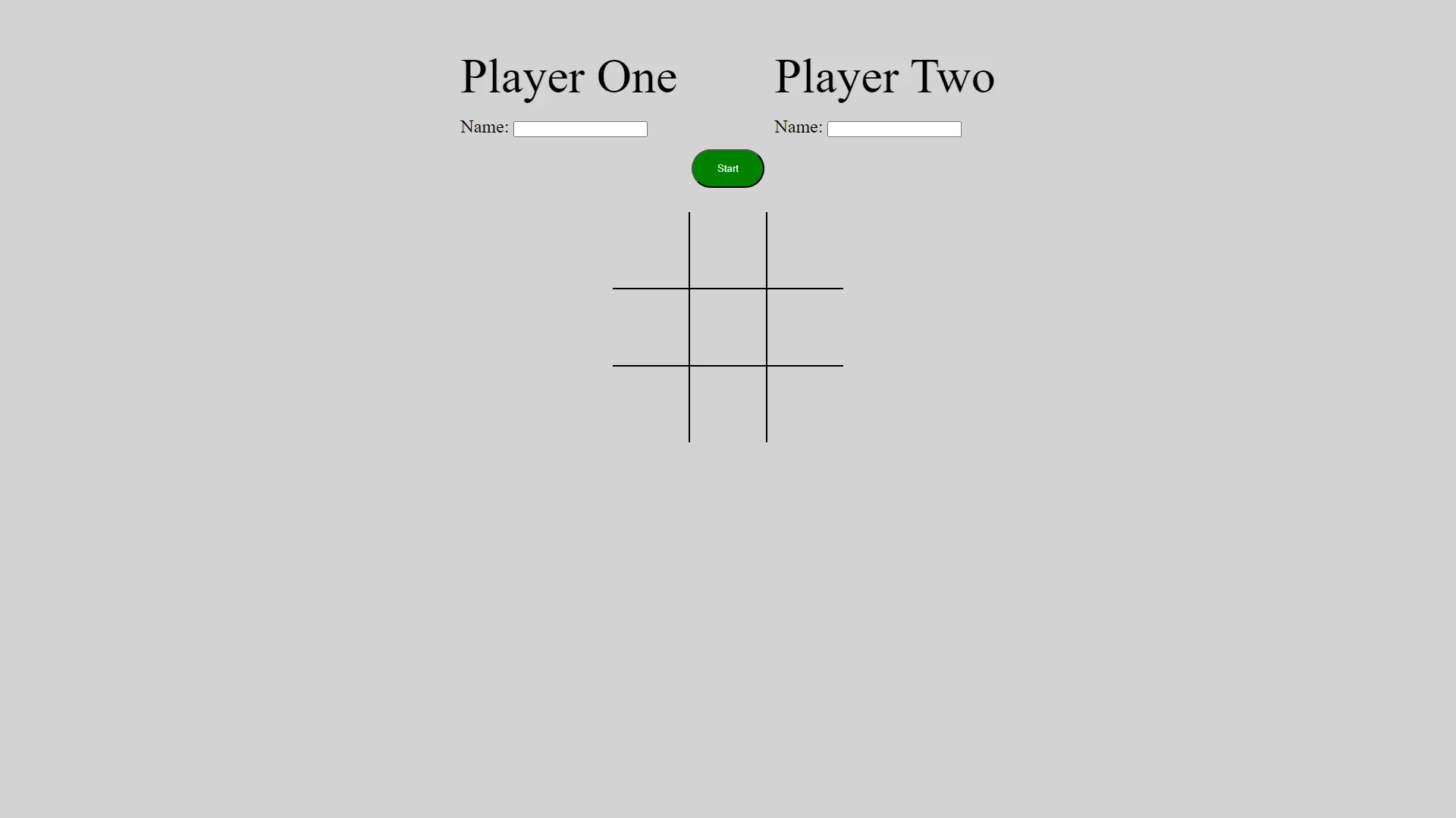 screen shot of tic tac toe app